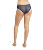 Ladies Navy Art Deco Geometric Pattern Recycled Lace Seamless Full Coverage Supportive Sheer Finish Mid-Rise Brief
