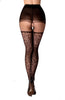 Gorgeous Black Striking Leopard Stripe Faux Suspender Crotchless Tights