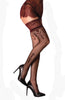 Fabulous Sheer Black Red Swirls Dots Side Design Red Lace Top Hold Ups