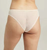 Ladies Blush Pink Art Deco Geometric Pattern Recycled Lace Seamless Full Coverage Supportive Sheer Finish Mid-Rise Brief