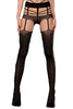 Ladies Charming Sexy Black & Nude Mock Suspender Hold Up Floral Lace Look Strappy Waist Tights