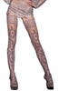 Ladies Stunning Sexy All Over Paisley Large Fleur De Lis Prints Lace Embroidery Top Grey Hold Ups