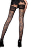 Ladies Stunning Sexy All Over Paisley Large Fleur De Lis Prints Lace Embroidery Top Grey Hold Ups