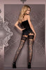 Ladies Stunning Sexy All Over Paisley Large Fleur De Lis Prints Lace Embroidery Top Grey Hold Ups