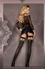 Black Semi Sheer Block Colour Back Gold Print Back Chain Seam Print Hold Ups