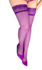 Ladies Gorgeous Plus Size Plum Colour Fishnet Floral Lace Top Hold Ups