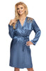 Ladies Gorgeous Luxurious Satin Floral Embroidered Lace Long Sleeves Dressing Gown