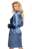 Ladies Gorgeous Luxurious Satin Floral Embroidered Lace Long Sleeves Dressing Gown
