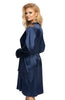 Ladies Gorgeous Luxurious Satin Floral Embroidered Lace Long Sleeves Dressing Gown