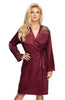 Ladies Gorgeous Luxurious Satin Floral Embroidered Lace Long Sleeves Dressing Gown