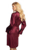 Ladies Gorgeous Luxurious Satin Floral Embroidered Lace Long Sleeves Dressing Gown