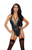 Ladies Stunning Stretch Lace V Front Strappy Back Gartered Teddy Body - One Size