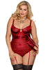 Ladies Fabulous Dark Red Floral Lace Underwired Cup Satin Tie Bow Suspendered Teddy Body