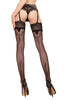 Ladies Fabulous Black Swirls Back Pattern Floral Lace Top Hold Ups