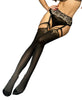 Ladies Fabulous Sexy Bold Black Mock Suspender Golden Glitter Swirls Plain Top 60 Den Hold Ups