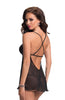 Ladies Gorgeous Sheer Floral Lace Bust Chiffon Floaty Low Cut Back Chemise Babydoll & Thong Set