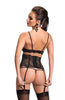 Ladies Stunning Sexy Scroll Lace Open Soft Bra Top Suspender Belt & Thong Set