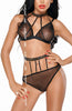 Ladies Gorgeous Sexy Sheer Mesh Stud Detailing Bra & High Waist Brief Set