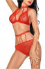 Ladies Gorgeous Sexy Sheer Mesh Stud Detailing Bra & High Waist Brief Set