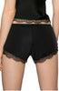 Ladies Elegant Soft Stretch Eyelaches Lace Diamante Satin Bow Black Shorts A166