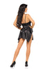 Beautiful Black Satin Black Lace Bust Pretty Bow Chemise & Thong Set