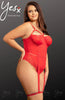 Ladies Beautiful Red Sheer Mesh Stunning Floral Lace Elastica Underwired Bra Cups Adjustable Suspender Legs Straps Bodysuit Teddy Body