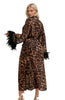 Elegant Sheer Lightweight Breatable Animal Print Feather Cuffs Sleeves Long Robe