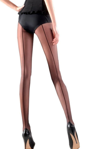 Ladies Classic Sexy Black Sheer 20 Den Black Seam Tights