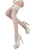 Beautiful Sheer White Bridal Wide Lace Top Mini Floral Side Seam Hold Ups