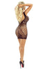 Ladies Seductive Sheer Black Fisnet Low Cut Back Mini Dress - One Size (S-L)