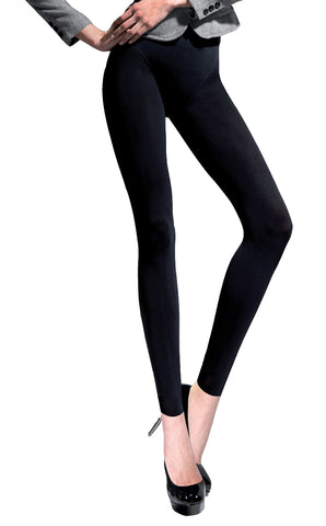 Ladies Comfortable Soft Black 250 Den Long Block Colour Cotton Warm Leggings