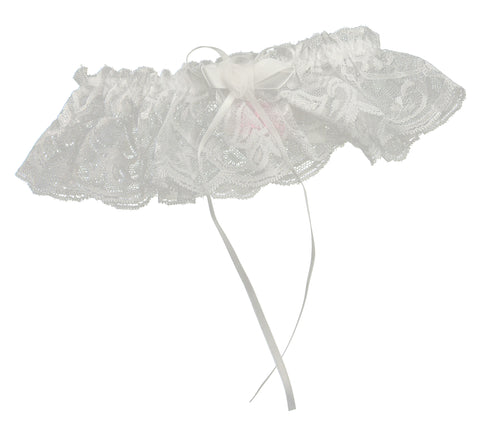 Elegant White Bridal Lace & Satin Ribbon Garter Belt
