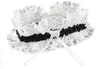 Sexy Black Satin Ruffled Trim & White Lace Garter One Size UK 6-12