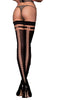 Ladies Gorgeous Black & Nude Lace Up Strap Buckle Back Seam Ruffle Top Hold Ups