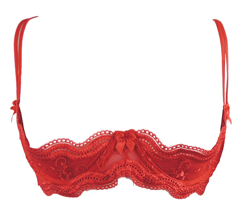 Ladies Beautiful Sexy Plus Size Curvy Embroidered Lace Open Cup Shelf Balcony Bra