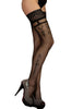 Ladies Stunning Sheer Contrast Swirly Bunting Print Lace Top Hold Ups