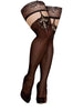 Ladies Gorgeous Sexy Plus Size Curvy Black Semi Sheer Paisley Print Lace Top Hold Ups