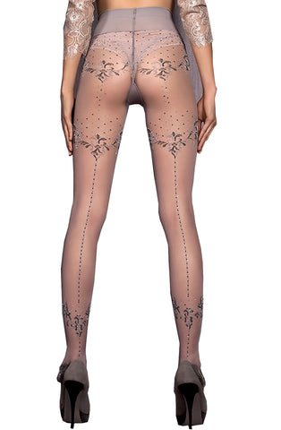 Ladies Fabulous Sheer To Waist Sparkly Print Floral Dot Back Seam Tights