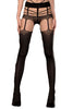Ladies Charming Sexy Black & Nude Mock Suspender Hold Up Floral Lace Look Strappy Waist Tights