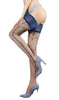 Ladies Beautiful Blue Floral Lace Embroidered Top Swirls Side Seam Grey Hold Ups