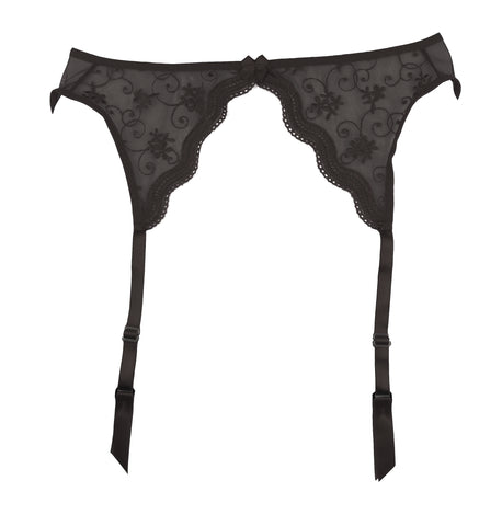 Ladies Fabulous Sexy Plus Size Sheer Scalloped Floral Embroidered Lace Satin Bow Adjustable Garter Belt