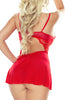 Ladies Lingerie Beautiful Sexy Red Lace Open Front Diamante Heart Detatchable Bust Cups Babydoll & Thong Set