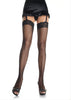 Ladies Stunning Sexy Fishnet Back Black Seam Line Lace Top Hold Ups One Size UK 6-12