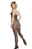 Sexy Black Patterned Lace Tribal See Through Fishnet Open Front Bodystocking