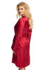 Ladies Gorgeous Luxurious Satin Floral Embroidered Lace Long Sleeves Dressing Gown