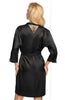 Ladies Elegant High Quality Satin Floral Embroidered Lace Trim Long Sleeves Dressing Gown