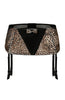 Ladies Elegant Sheer Black Glitter Finish Leopart Print Pretty Bow Suspender Belt A177