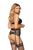 Ladies Gorgeous Sheer Mesh Swirls Embroidered Lace Diamante Satin Bow Suspender Belt A 176