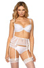 Ladies Gorgeous Sheer Mesh Swirls Embroidered Lace Diamante Satin Bow Suspender Belt A 176