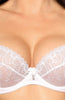 Ladies Gorgeous Sheer Mesh Stunning Swirls Embroidered Lace Diamante Satin Bow Removable Pads Underwired Soft Cup Bra A 176